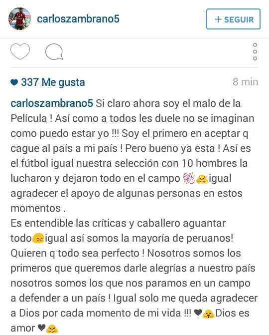 Carlos Zambranos se disculpa 