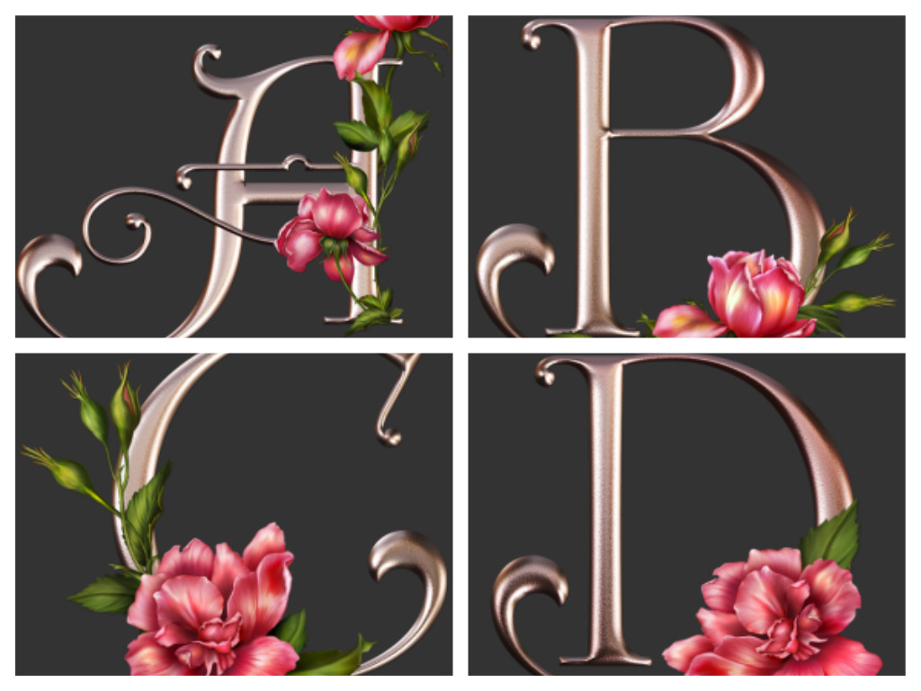 Letras con rosas (png) 