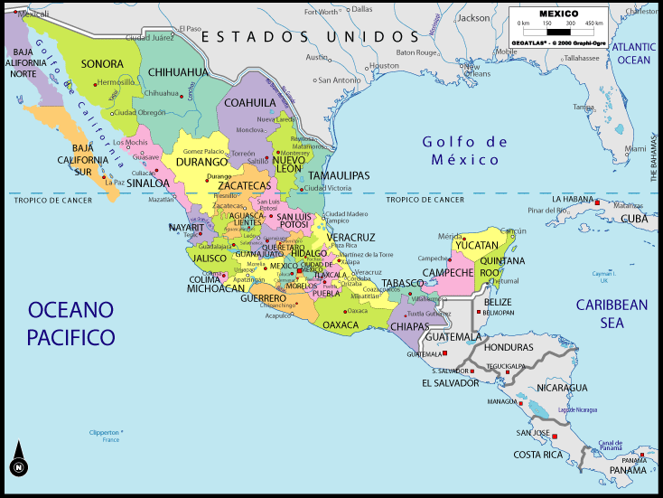 Mapa de México con nombres3