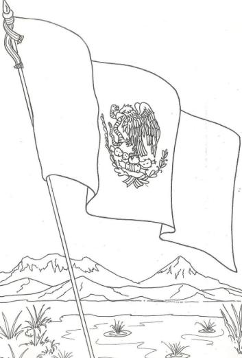 Bandera-de-Mexico-Dibujo-para-colorear-pintar