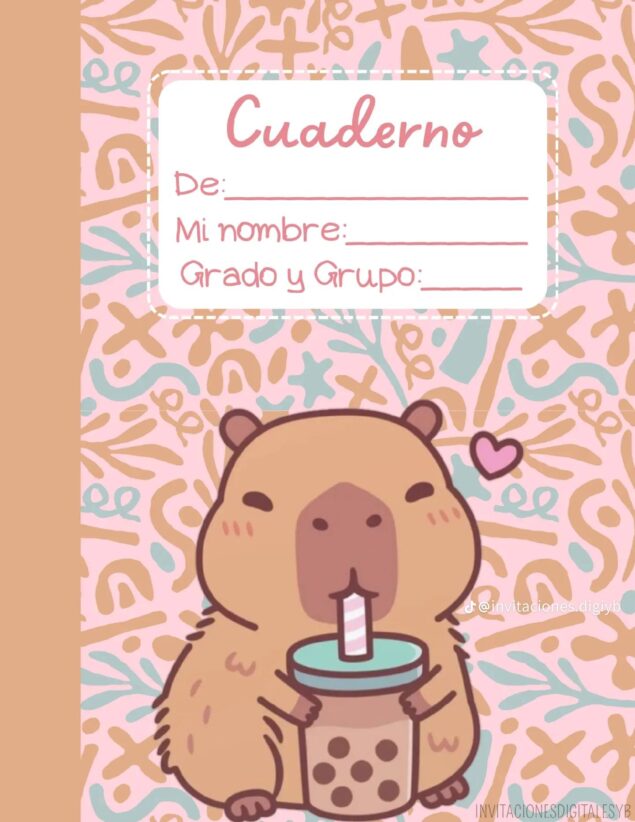 Portadas para cuadernos y etiquetas escolares de CAPIBARA 