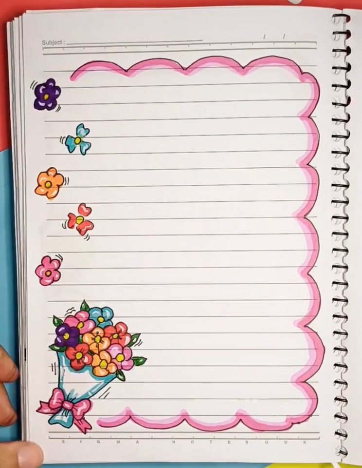 Margen para cuaderno de ramo de flores