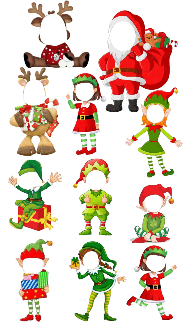 Personajes navideños sin rostro para editar 