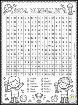Sopa de letras de fútbol para niños