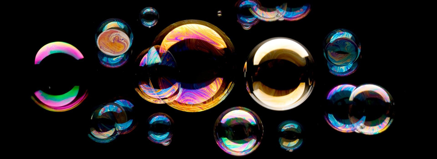 Bubbles On Black Background Facebook Cover 