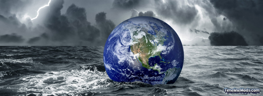 Earth On Waves Facebook Cover 