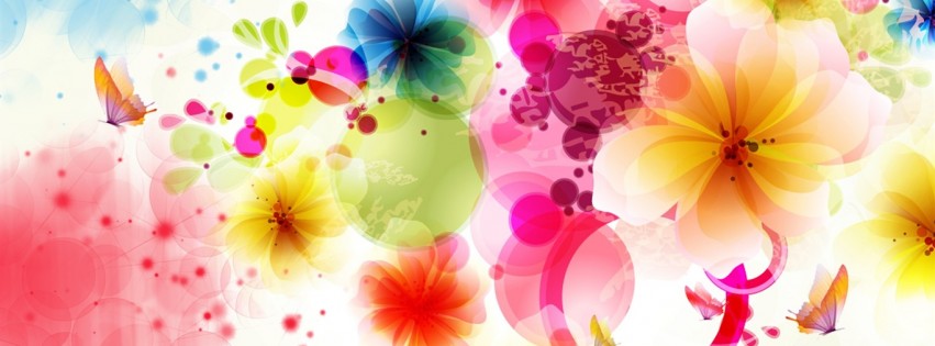 Flowers And Butterflies Facebook Cover