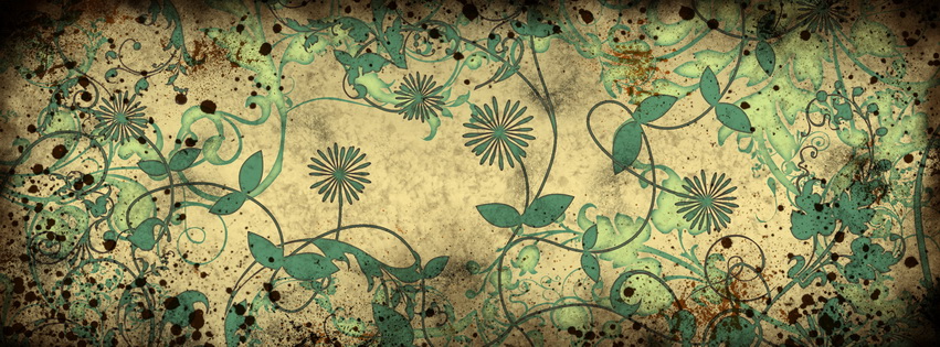 Flowers Grunge Leaves Design Facebook Cover 
