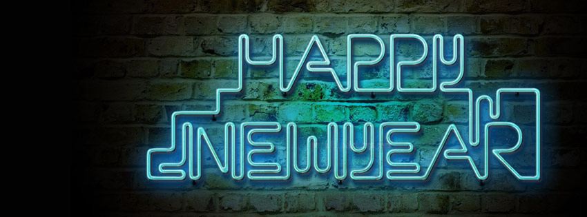 Happy New Year Neon Lights Facebook Cover 