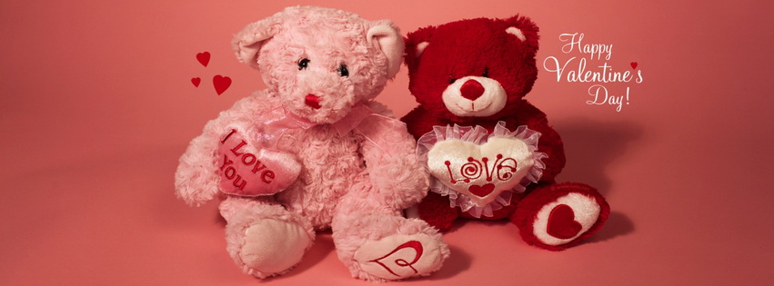 Happy Valentines Teddy Bears Facebook Cover 