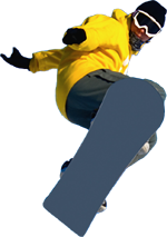 Man jumps on snowboard PNG imagen 