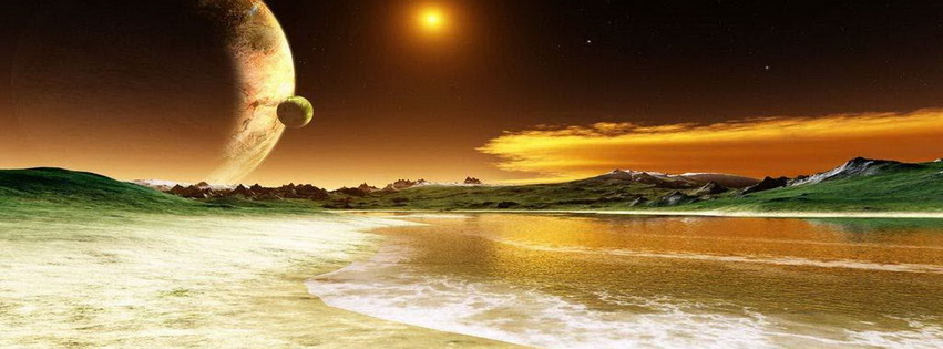 Unknown Moon And Planet Facebook Cover 